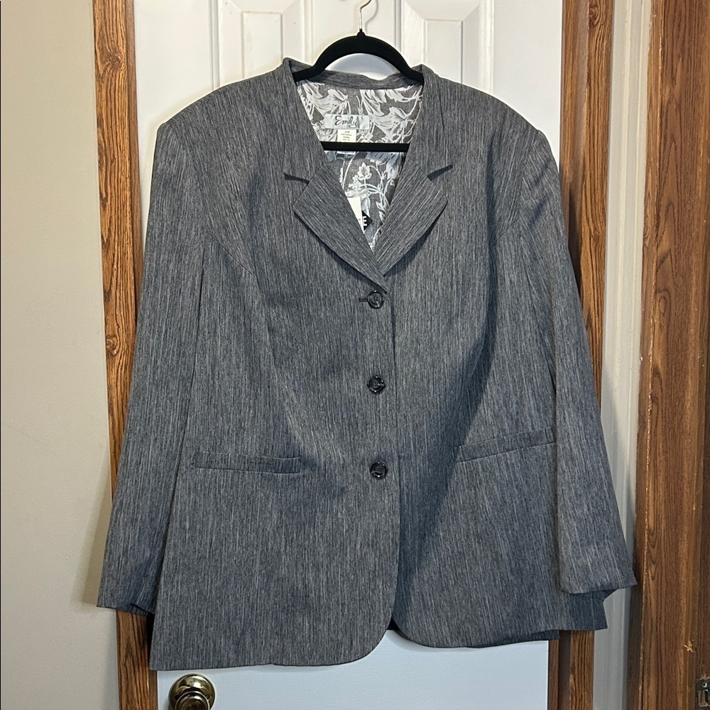 Emily Designs Gray Blazer Classic Suit Jacket 30W NWT